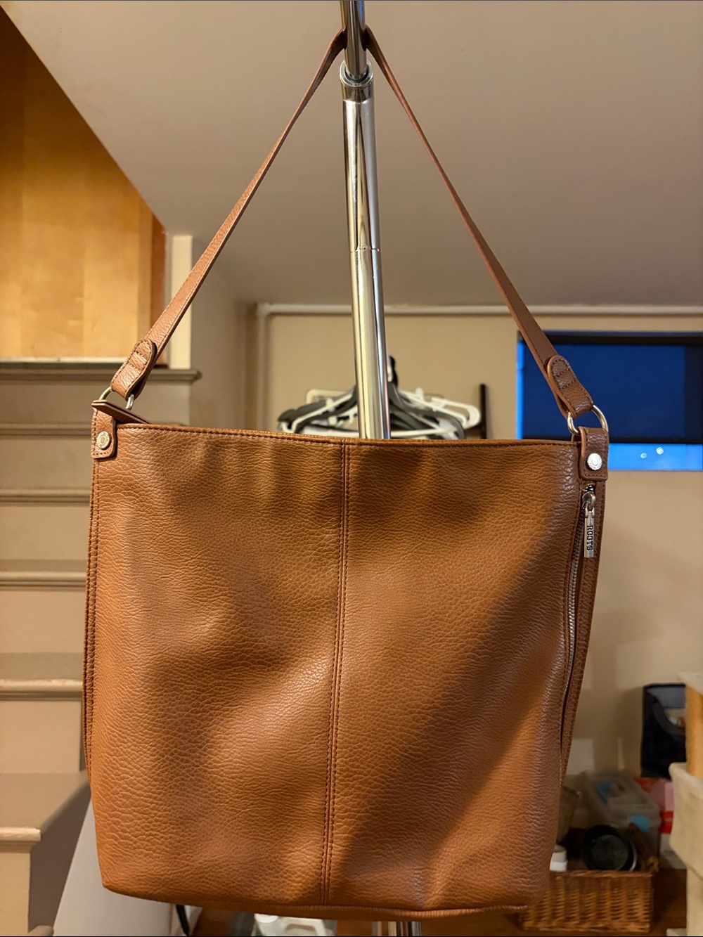 Roots Brown Genuine Leather Messenger Shoulder Bag